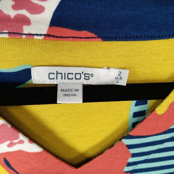 Two Chico's Tops Tropical Long 3/4 Sleeve Pima Cotton Modal Blends 12 - Picture 12 of 13